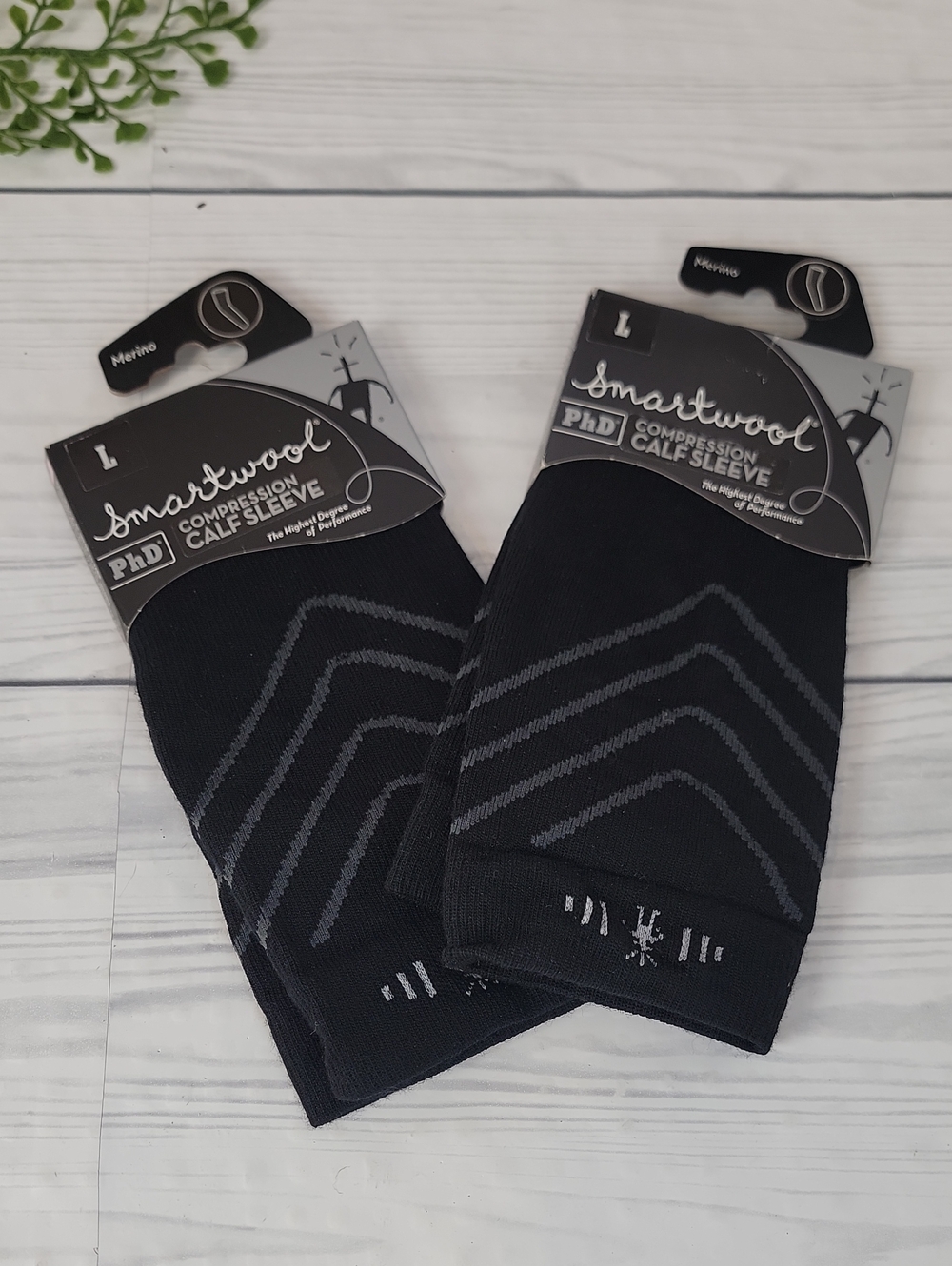 Smartwool Black Compression Calf Sleeves - 2 Pair Bundle. NWT Size L Unisex